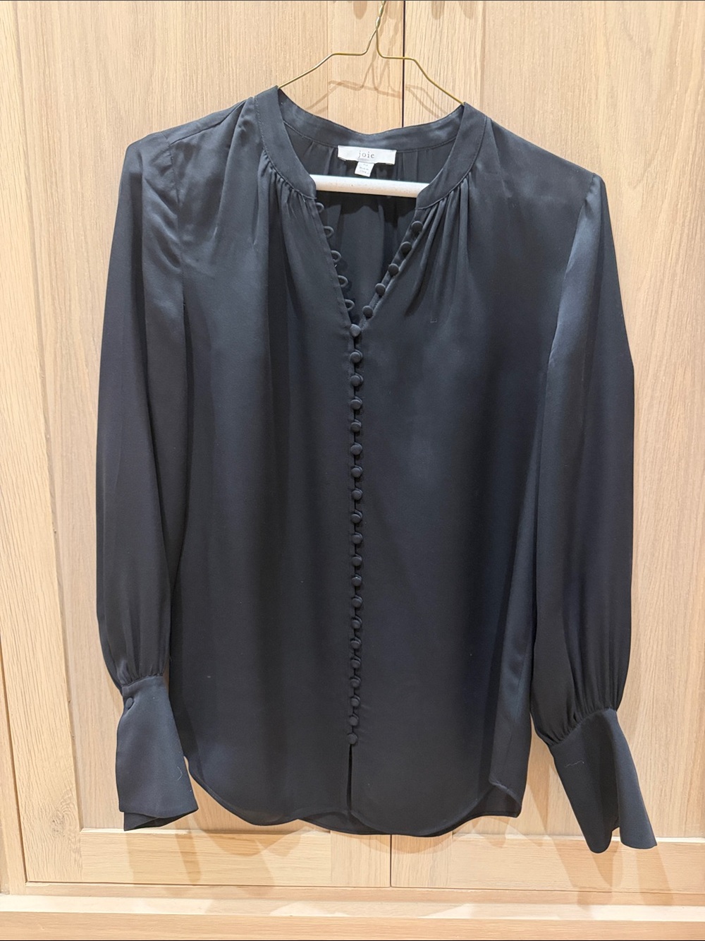 Joie Black Silk Button-Front Blouse